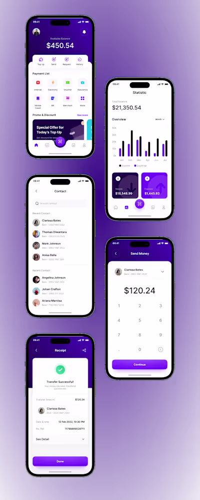 Fintech mobile app design