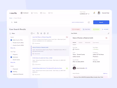 UI/UX Design for UniCourt | World's Leading Case-hunting Portal 