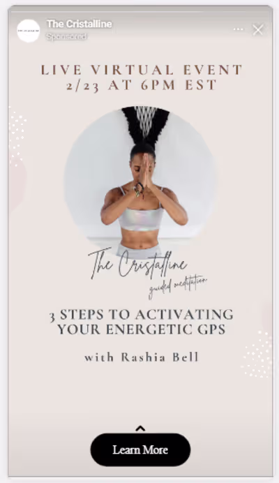 Facebook Ad Creative for Crystal Healing brand