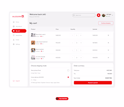 E-Commerce cart page ui screen