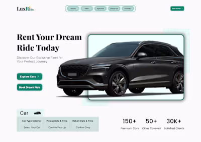Landing Page Hero Section Design for LuxRide