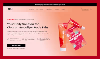 Designed a modern, high converting landing page for a skinca...