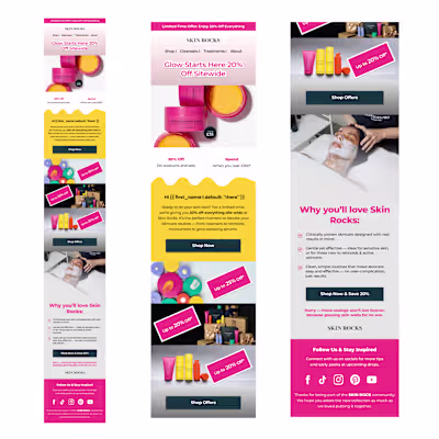 Figma email design for SKIN ROCK brand