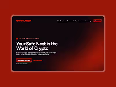 Cryptonest Finance Community Landing Page Design