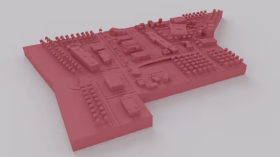 3D printed models ranging from factories, buildings and vehicles