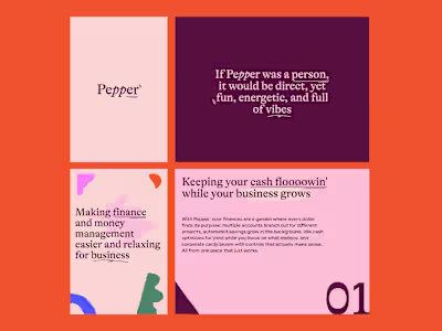 Some early brand snippet for Pepper - a B2B Fintech SaaS pla...