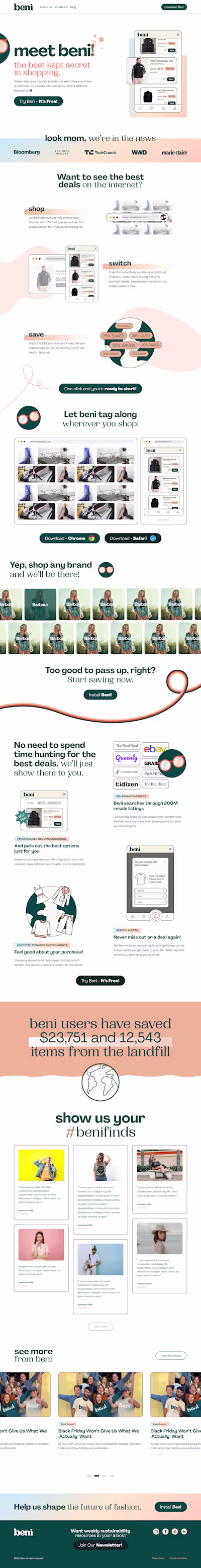 Webflow website for Beni
