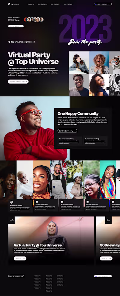 Virtual Party Landing page 