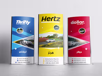 Brand-Aligned Roll-Up Stands & Office Door Design for Thrifty