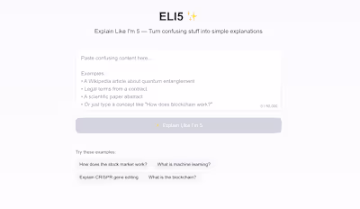 🚀 Showcase project 🚀 : ELI5: Explains complex topics in an...