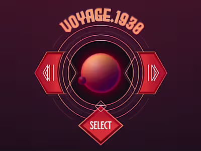 Voyage 1930: Retro planet selector (Rive / UI)