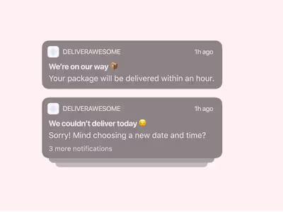 Engaging push notifications for a delivery app