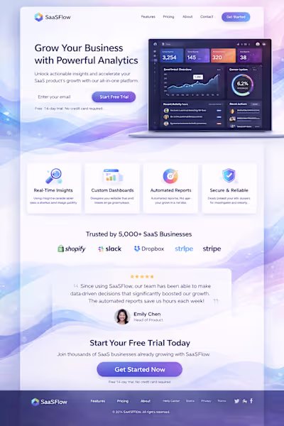 SaaS Product Landing Page Conversion-focused SaaS landing pa...