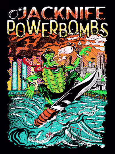 Jacknife Powerbombs - Frankengrenade Tshirt Illustration