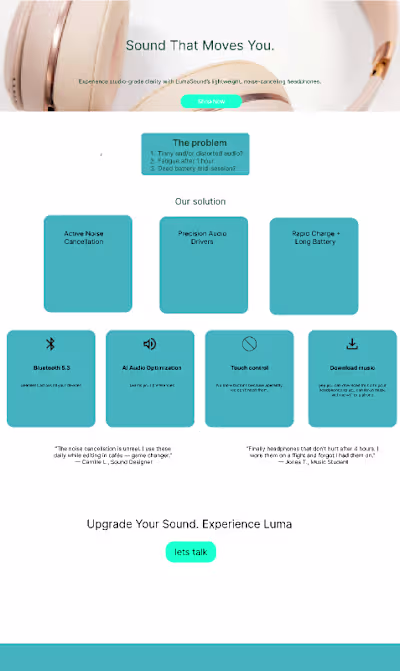 Luma Sound landing page