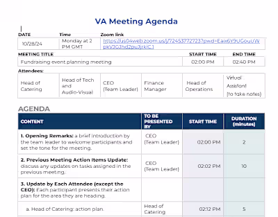 Creating Meeting Agendas