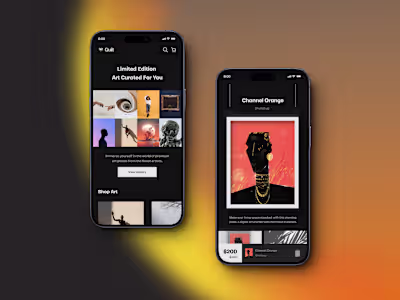 Mobile app design for an Art Marketplace