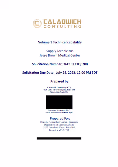 GSA Contract Vehicle Supply Technicians Jesse Brown Medical Cent