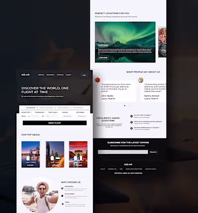 NZE-AIR Airline landing page