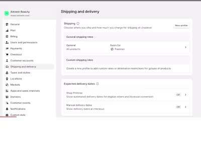 Shipping and Payments Settings on Shopify