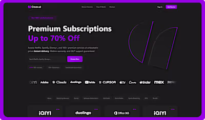 Creov.al Premium Subscription Marketplace UI Design