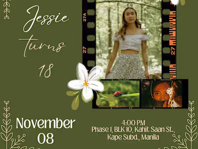 18th Birthday Nature theme digital invitation