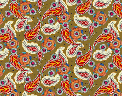 Hand-Painted Paisley in Earthy Tones