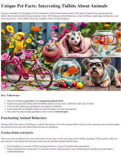 Unique and Interesting Facts about Pets.