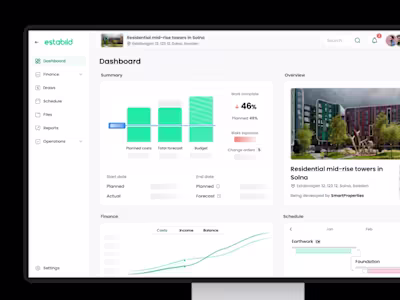 Software for real estate financing and development monitoring