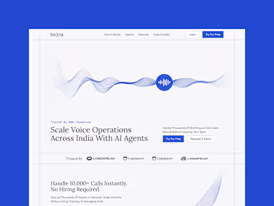 Enterprise Voice AI Landing Page Design