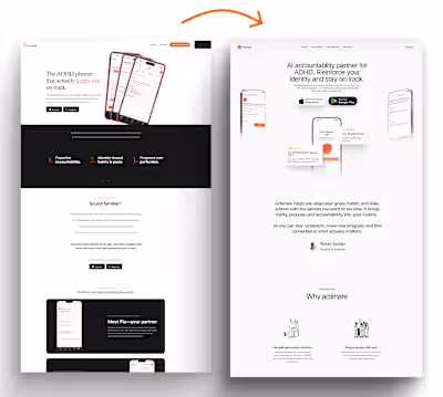 Landing Page Re-design for Actimate.