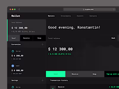 Crypto wallet UI exploration