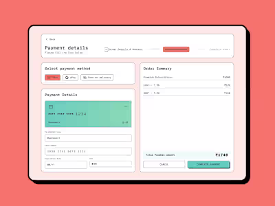 Payment Details/Checkout UI 