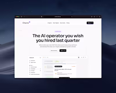 Framer Website Design and Development of an AI Startup - Otacta