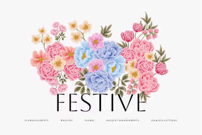 FESTIVE - Seasonal Flower Clip Art Collection