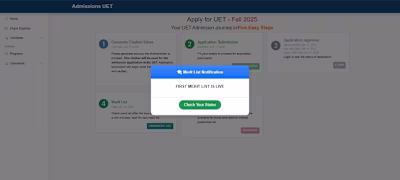 UET Lahore Admission Portal