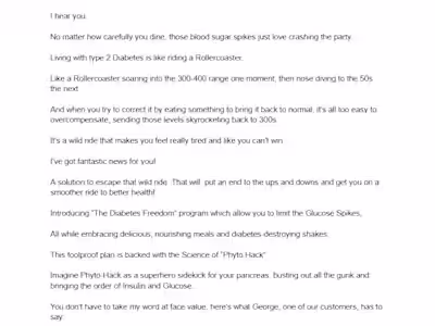 Warm Up email for Diabetes Freedom Program