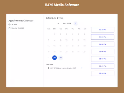 H&M Media Calendar Landing Page