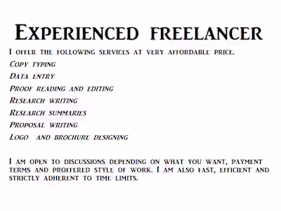 EXPERIENCED FREELANCER