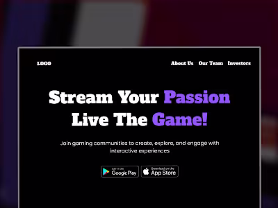 Branding Website Design for a Game Streaming App