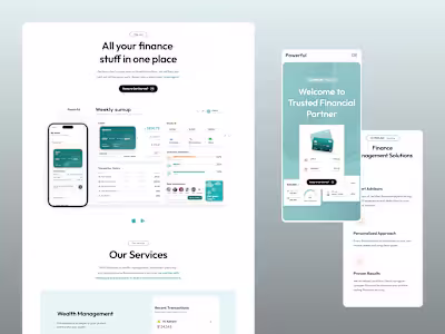 Website Design Concept for a Finance Management Solution