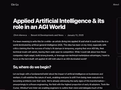 Applied Artificial Intelligence & its role in an AGI World