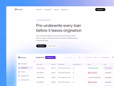 A Mortgage tech platform's landing