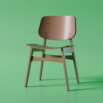 3D Wooden Chair Model & Render