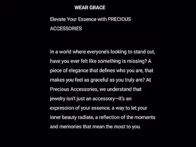 A SALES COPY FOR PRECIOUS ACCESSORIES 