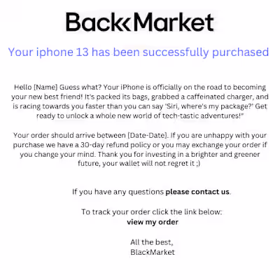 Email Copy for BlackMarket