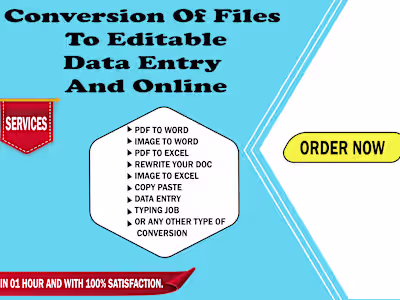 I will do dataentry,convert, image to word, PDF to word, rewrite