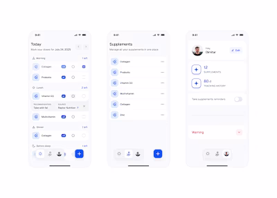 Supplements Tracker Concept - Mobile Version