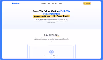 Zippy Rows Online CSV Editor Design