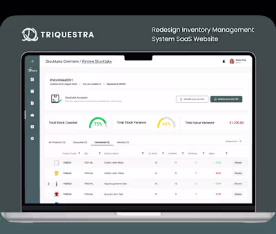 UX/UI - Redesign Inventory Management System for Triquestra